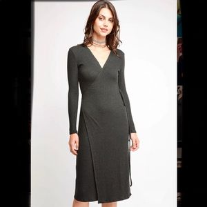 LA made ribbed wrap midi dress